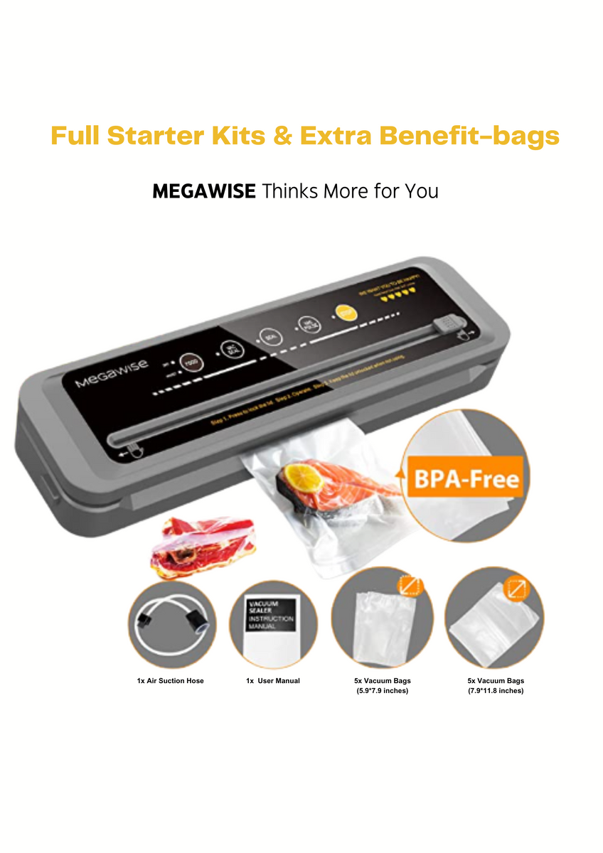 thumbnail image 2 of TRAHOO-MegaWise 5 Rolls Of Vacuum Sealer Machine Bags, 8 Inch Wide And 21.6 Feet Long For 2 of 12