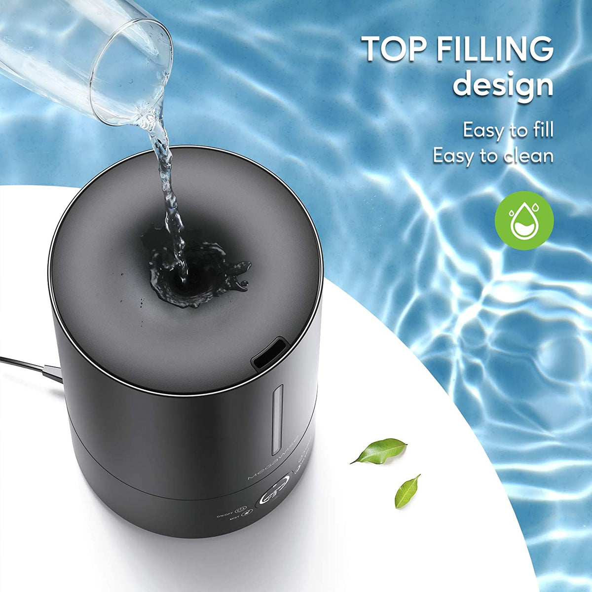 MegaWise Vortex Topfill Design humidifier, Touch Screen with Backlit