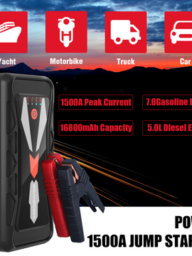 MEGAWISE 1500A Peak Car Jump Starter, 16800mAh Portable Battery Booster for Up to 7L Gas & 5L Diesel Engines, 12V Power Pack with Dual USB & LED Flashlight, 2023 Upgraded, Ultra-Safe Design