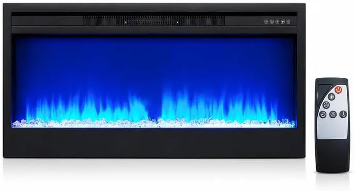 MEGAWISE 36-Inch Built-in Electric Fireplace Insert, Crystal Ember Bed