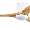 MEGAWISE 52 Inch Solid Wood Ceiling Fan with Lights, Remote Control, 6 Speeds,Noiseless,Reversible DC Motor (White)