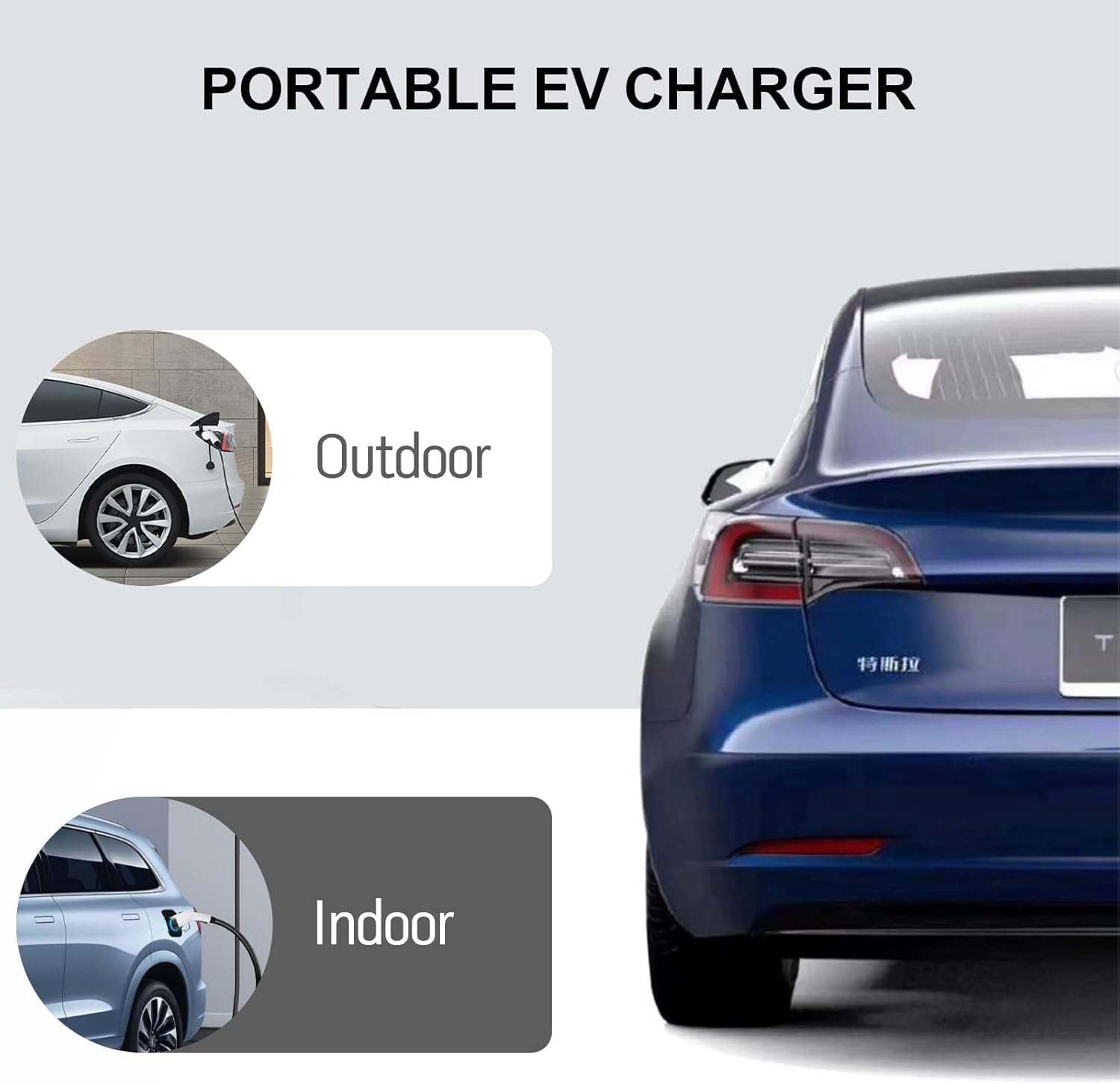 MEGAWISE Portable EV Charger, 32A Level 2 Electric Vehicle Charger with NEMA 14-50 Plug, 100-240V, IP65 Waterproof, Fast Indoor & Outdoor Charging