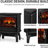 MEGAWISE Freestanding Electric Fireplace Stove Heater, 3D Realistic Flame Effect Space Heater with Overheat Safety Protection, for Indoor Home Bedroom Office Living Room, Black