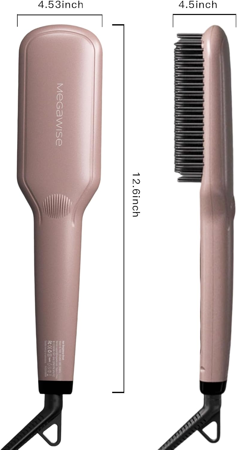 MEGAWISE Hair Straightener Brush, Ceramic Ionic Heated Hair Brush