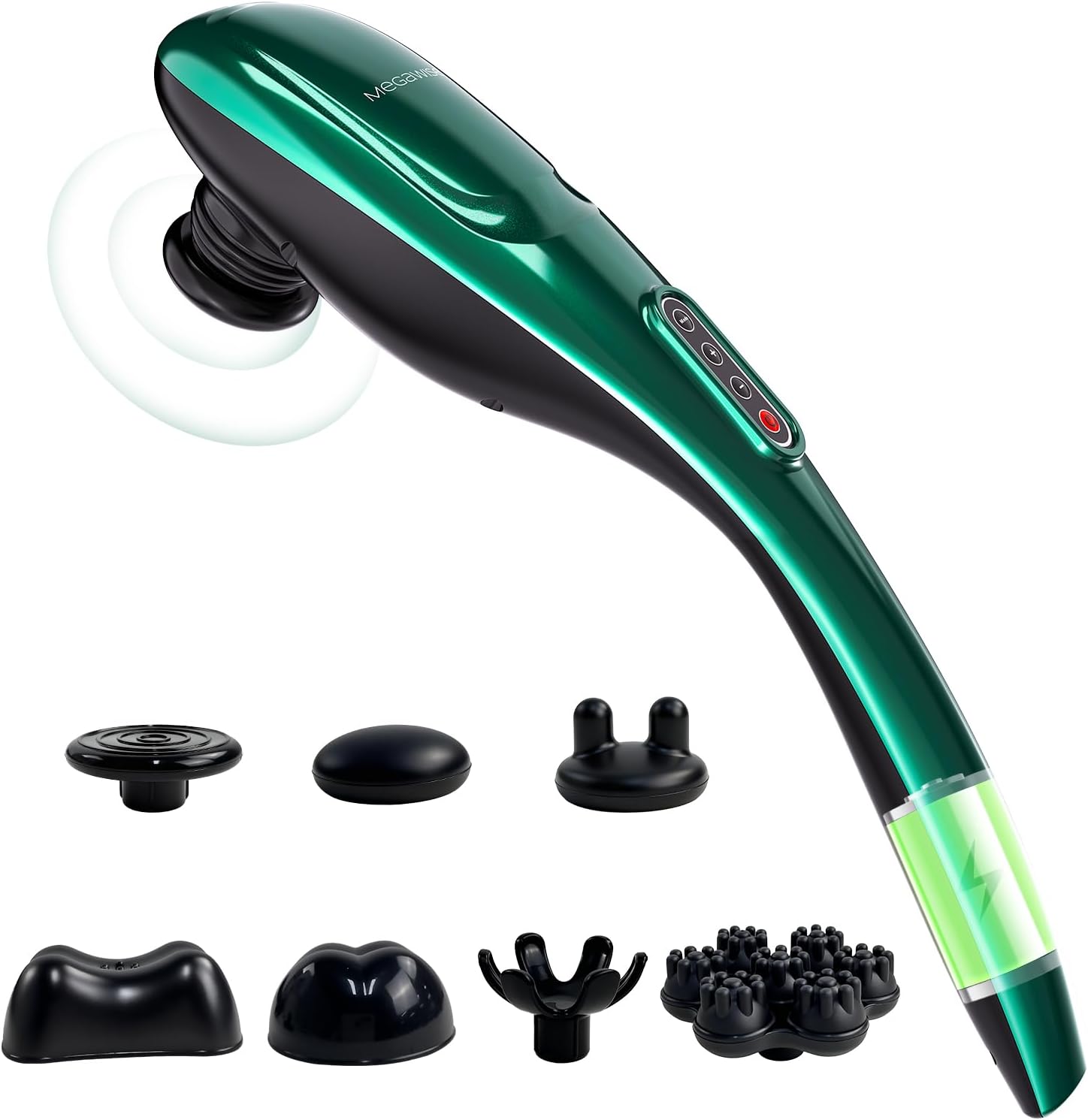 MEGAWISE Cordless Handheld Back Massager, 5 Speeds, Rechargeable