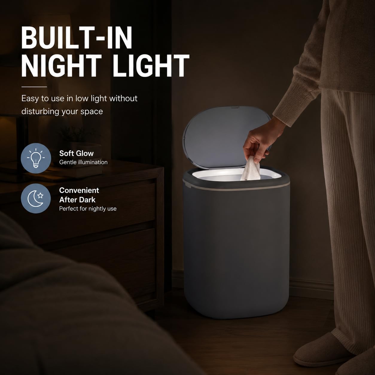 MEGAWISE 5.3 Gal Touchless Trash Can, Motion Sensor Bin for Home