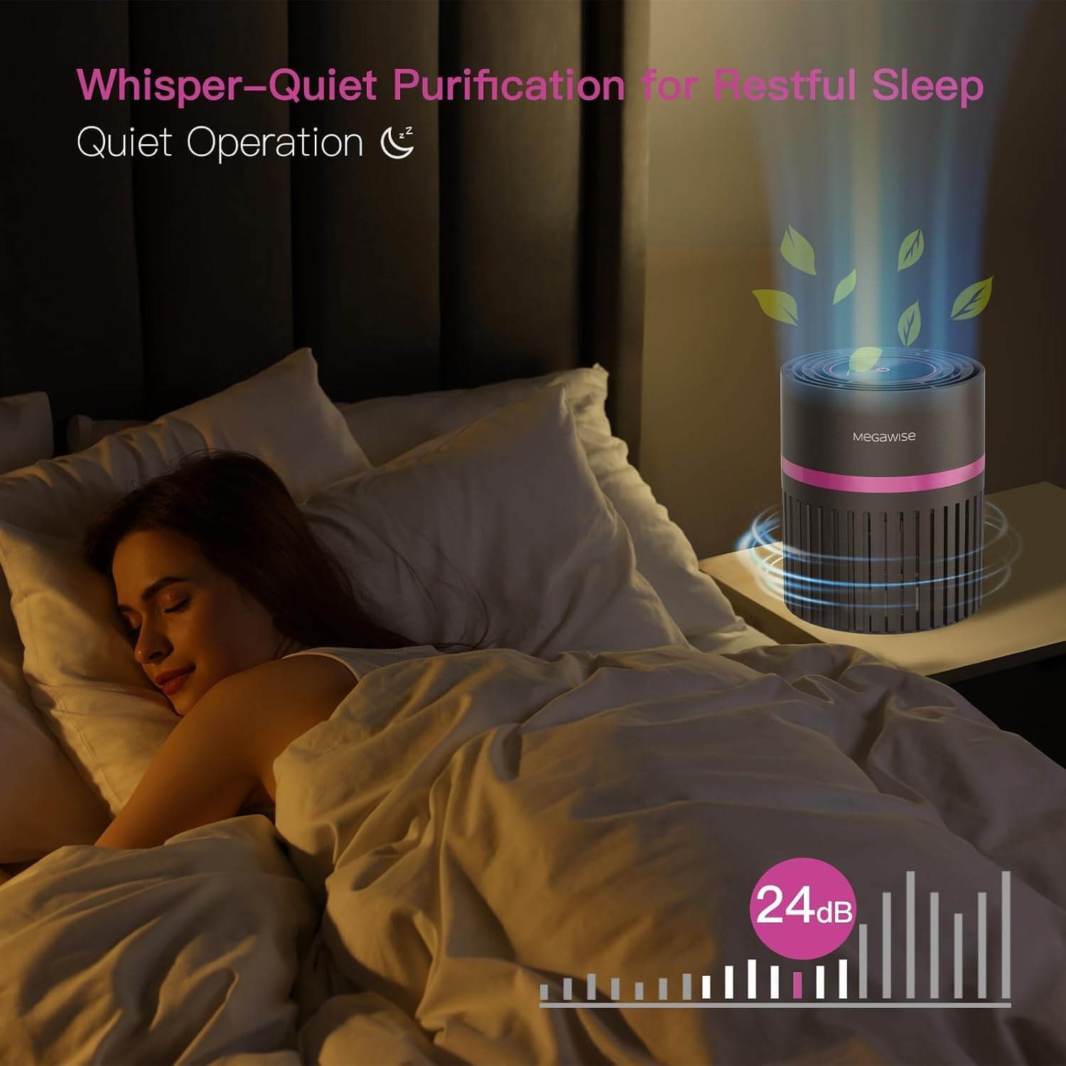 MEGAWISE HEPA Air Purifier for Home & Office, Compact Design with 1 Replacement Filter, Quiet Operation, Suitable for Daily Air Refreshing (Grey)