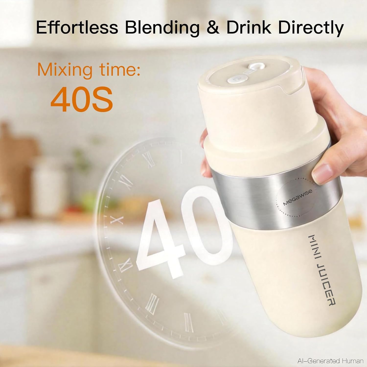 MEGAWISE Rechargeable Portable Blender with Sports Lid for Smoothie & Juice