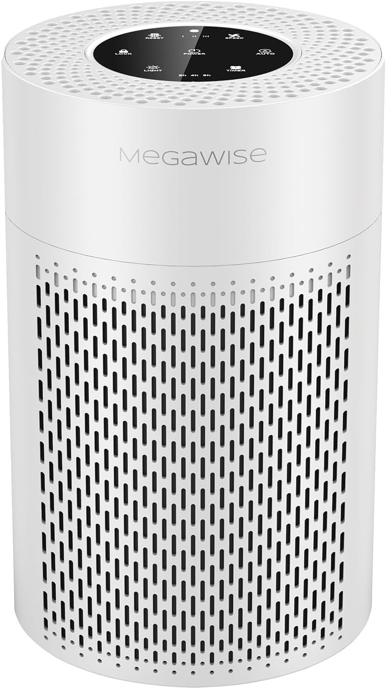 MEGAWISE H13 HEPA Air Purifier, Smart Sensor, Sleep Mode, White