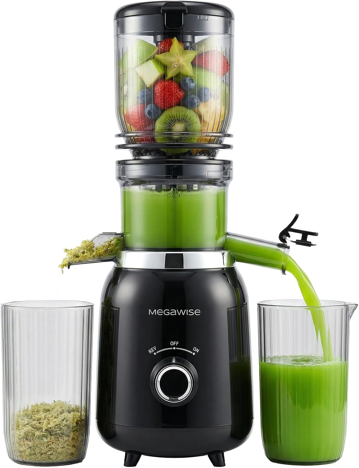 MEGAWISE Slow Masticating Juicer, Cold Press Juicer for Fruits & Vegetables