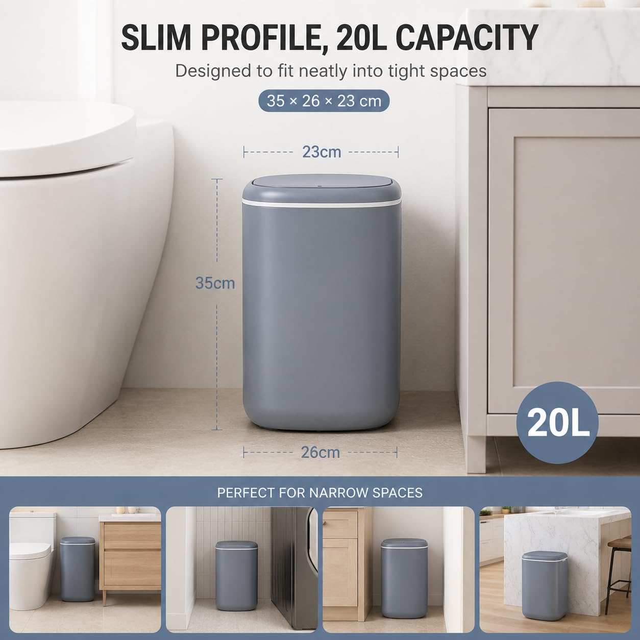 MEGAWISE 5.3 Gal Touchless Trash Can, Motion Sensor Bin for Home