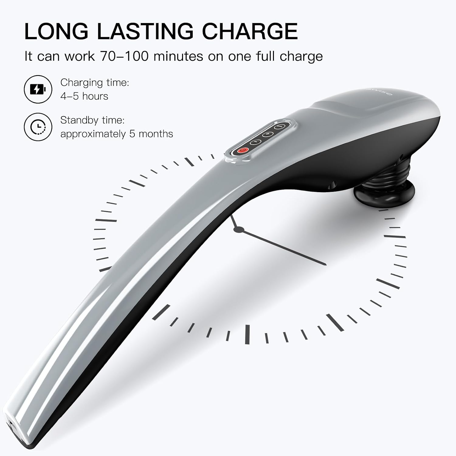 MEGAWISE Cordless Back Massager for Shoulders, Waist, Legs, Rechargeable 3200mAh Battery, 5 Speed and 5 +2 Massage Nodes 5 Hard, 2 Soilicone Nodes, Massage While Moving Around