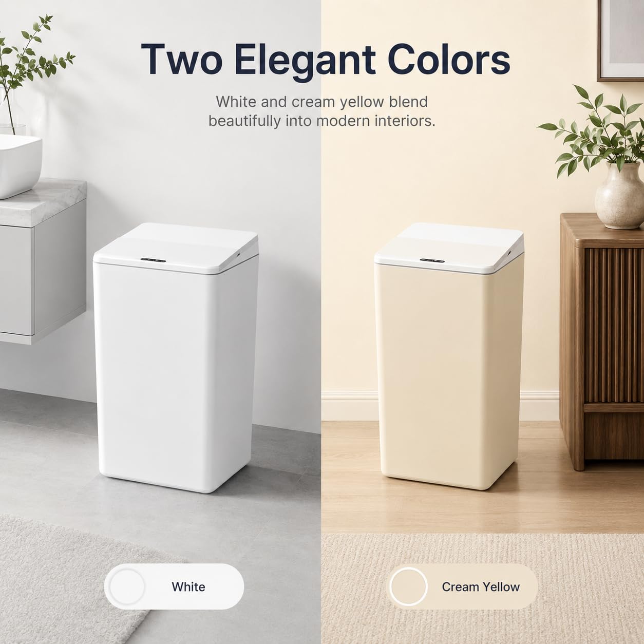 MEGAWISE 17L Touchless Trash Can, Battery Powered Waste Bin for Home
