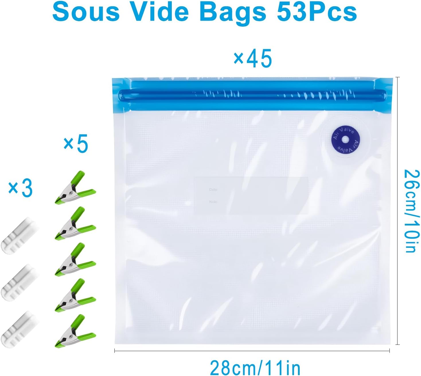 MEGAWISE Reusable Sous Vide Bags, BPA-Free Cooking Bags for Meal Prep