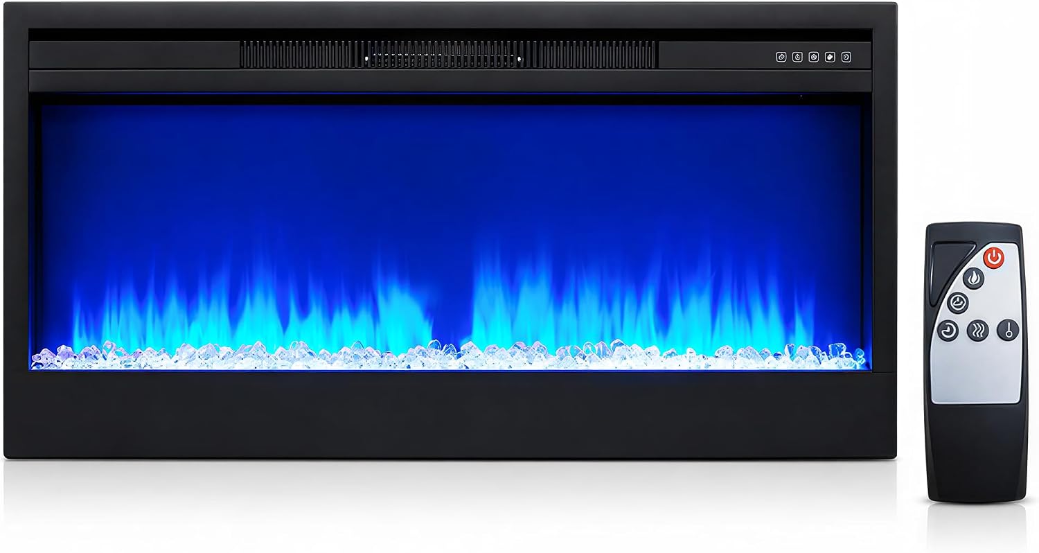 MEGAWISE 36-Inch Recessed Electric Fireplace Insert, 1400W Heater
