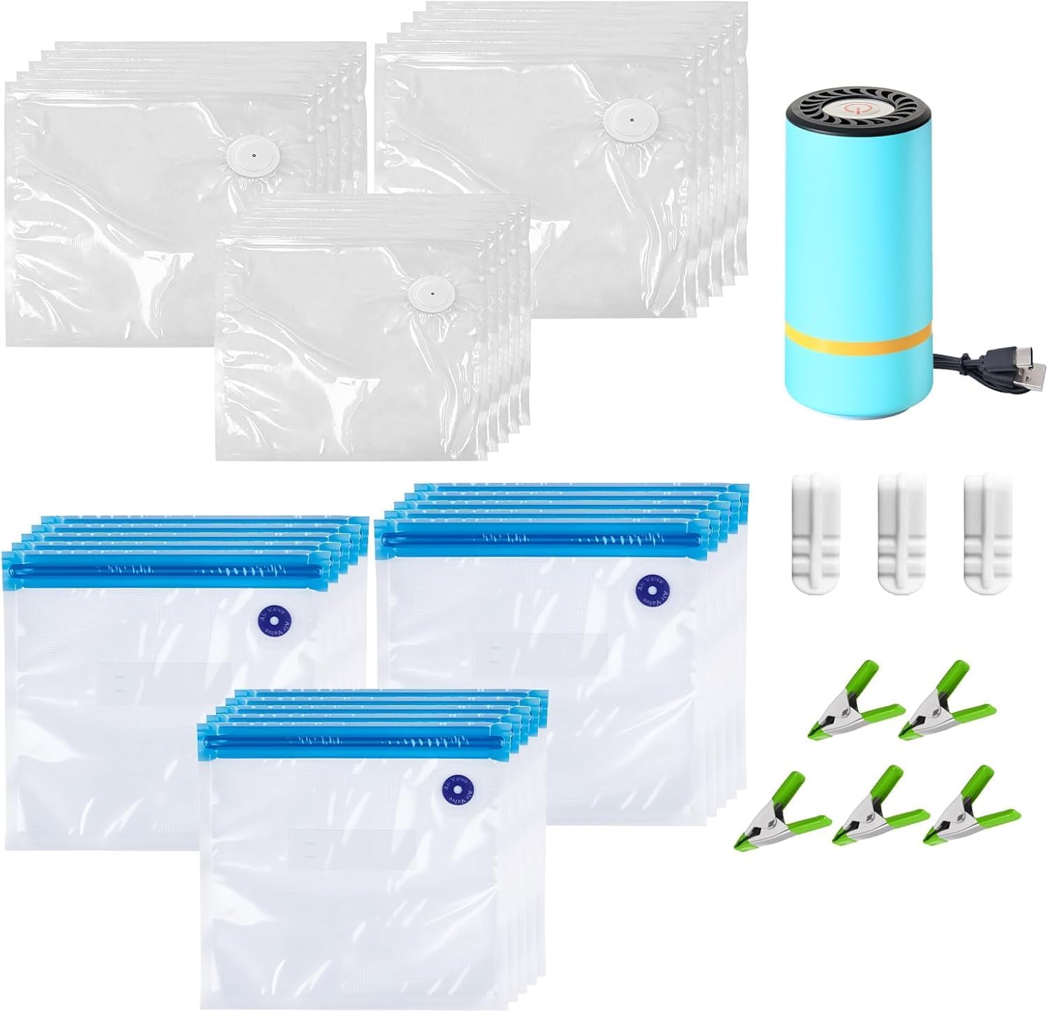 MEGAWISE Vacuum Seal Bags with Air Pump, Reusable Food Storage Bags