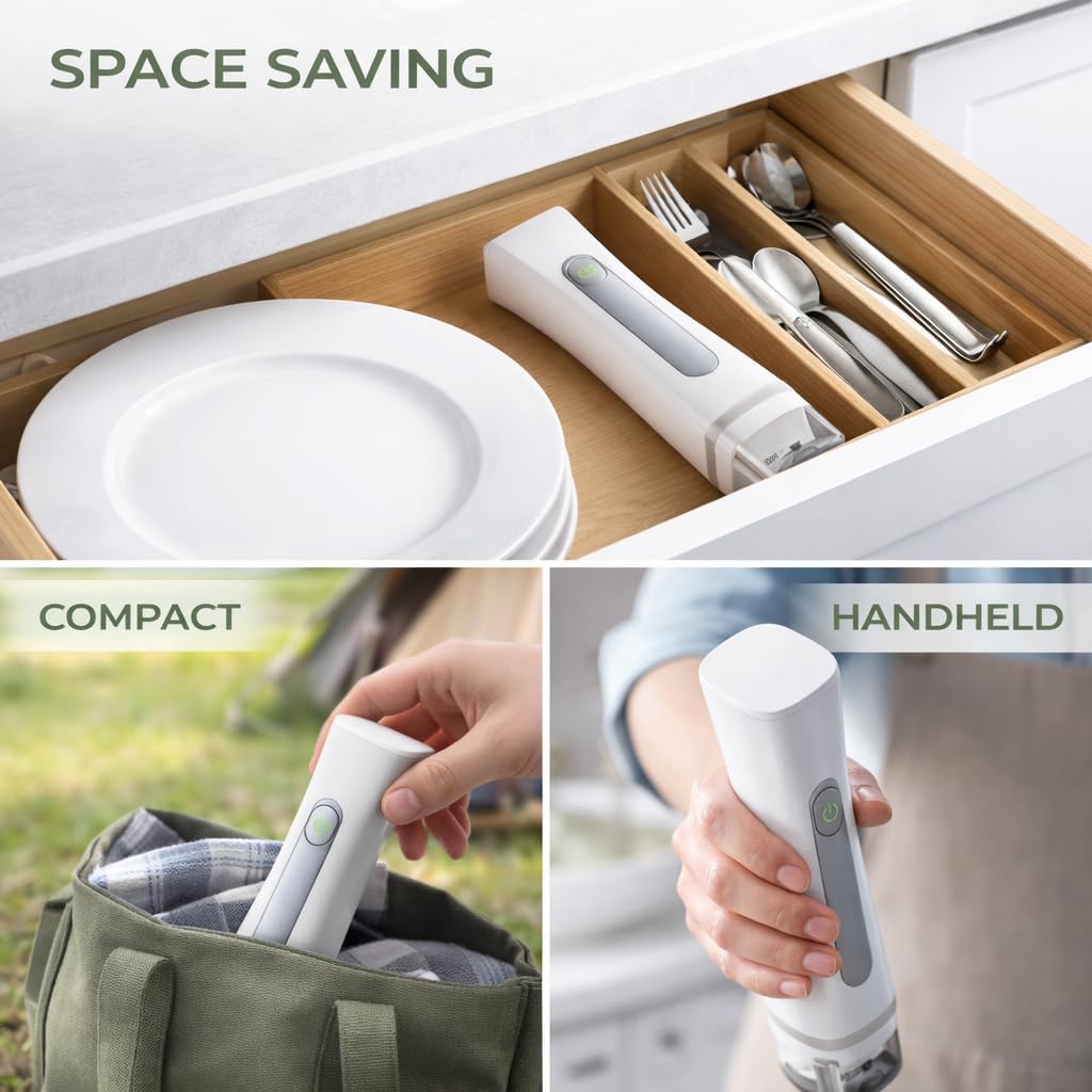 MegaWise Portable Vacuum Sealer for Food Storage, Handheld Vacuum Sealer Machine with 30 Reusable Bags, Compact & Powerful Food Saver for Home and Travel
