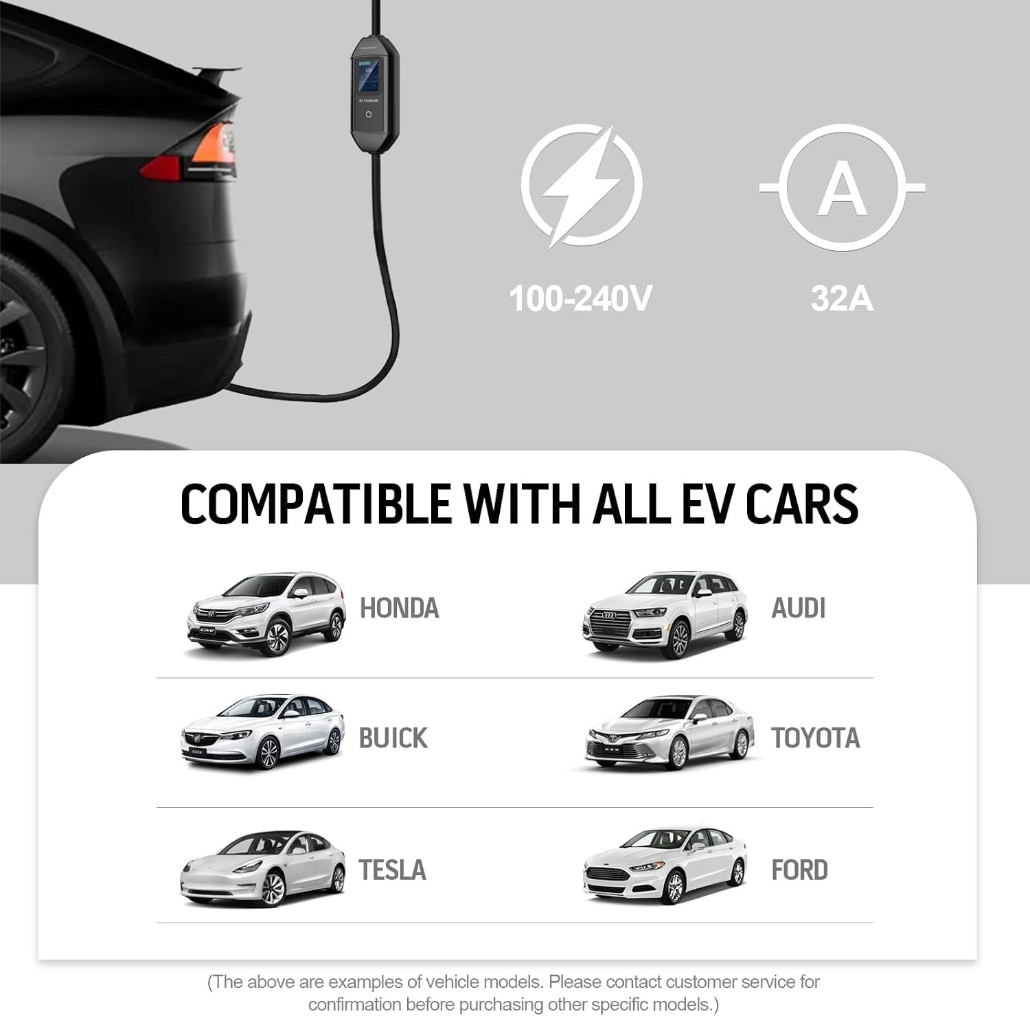 MEGAWISE EV Charger, 7kW 32A Portable EV Charging Station, IP65