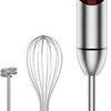 MEGAWISE Immersion Hand Blender 3-in-1, 12-Speed Stick Blender with Turbo, Egg Whisk & Milk Frother for Soups, Sauces, Smoothies and Baby Food, Red