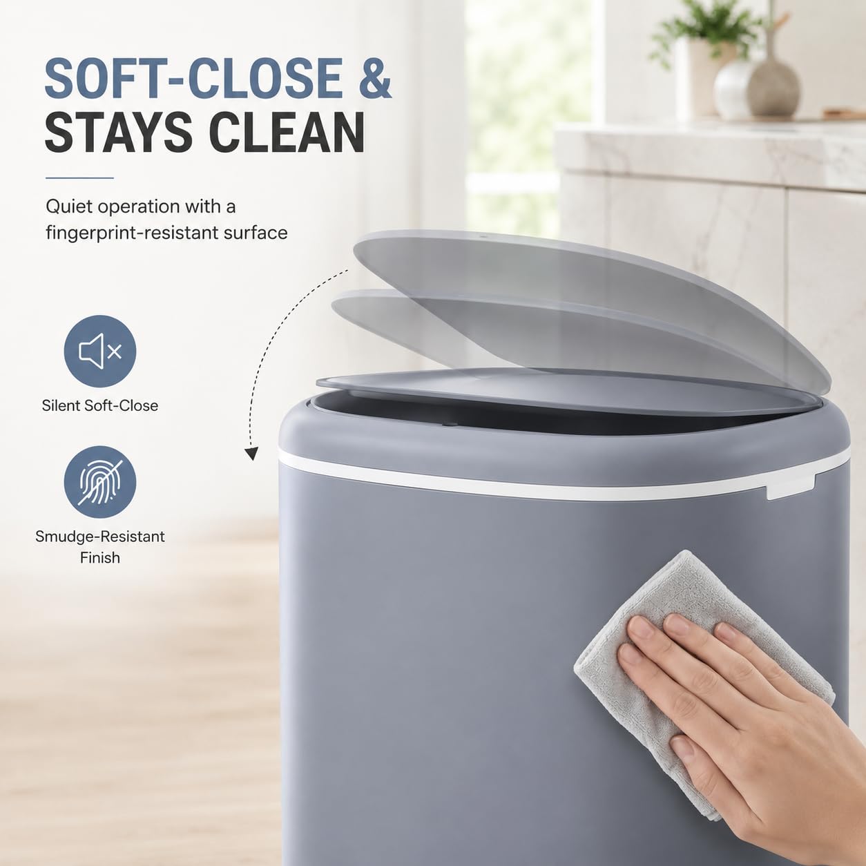 MEGAWISE 5.3 Gal Touchless Trash Can, Motion Sensor Bin for Home