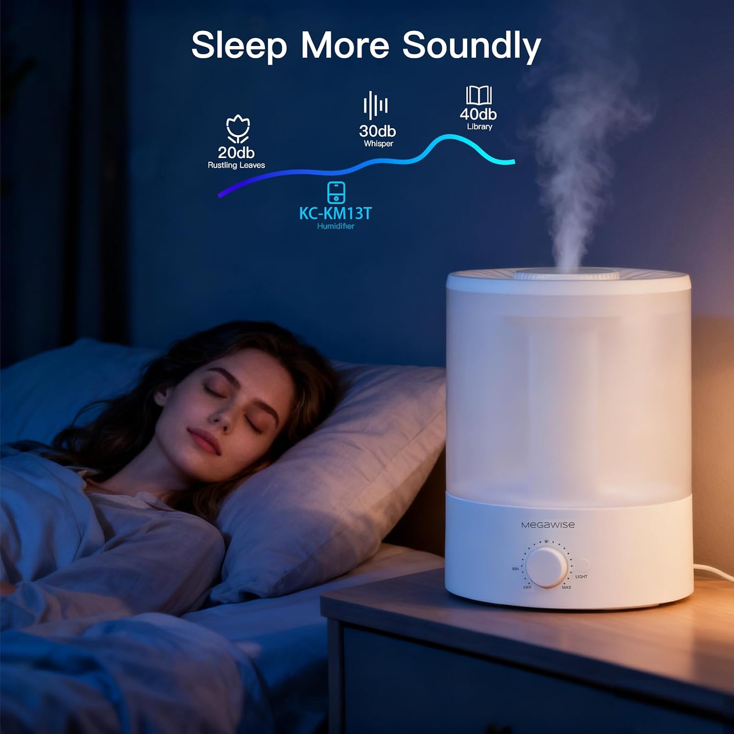 MEGAWISE 2 pack 3.5L Ultrasonic Cool Mist Humidifier – Top-Fill, Essential Oil Diffuser, Quiet Operation, Night Light, Auto Shut-Off for Home & Office (2)