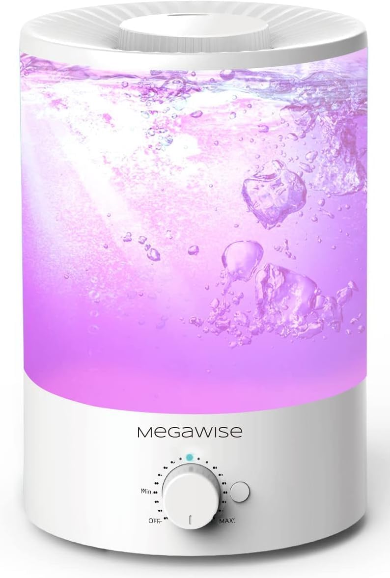 MEGAWISE 3.5L Ultrasonic Cool Mist Humidifier, Top Fill, 40-Hour Runtime