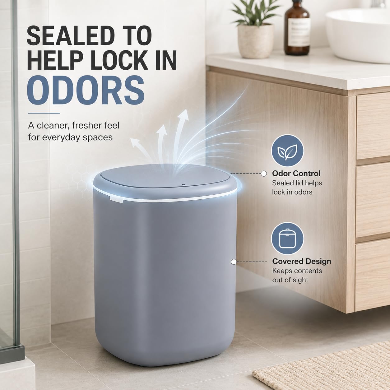 MEGAWISE 5.3 Gal Touchless Trash Can, Motion Sensor Bin for Home