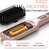 MEGAWISE Hair Straightener Brush, Ionic Ceramic Heated Hair Brush, Anti-Scald Hot Brush with Auto Shutoff, Dual Voltage, 360° Swivel Cord, for Frizzy Thick Medium Long Hair(Pink Gold)