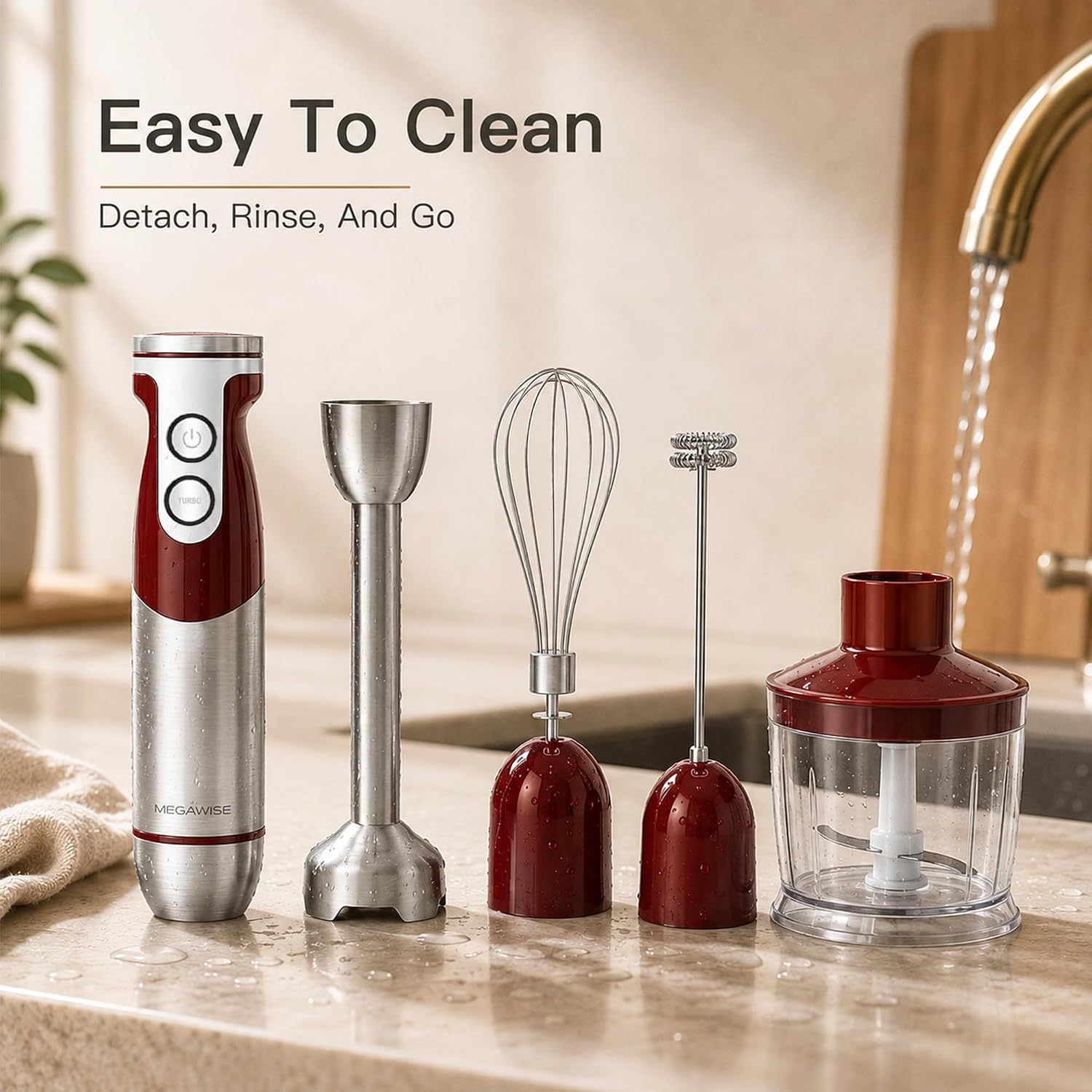 MEGAWISE Hand Blender, 1000W Immersion Blender, 5-in-1 Multi-Function