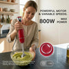 MEGAWISE Immersion Hand Blender, 800W 5-in-1 Stick Blender (Red)