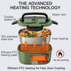 MEGAWISE 1.5L Electric Heated Lunch Box, Stainless Steel 3-in-1 Food Warmer for Adults, Portable Office, Car & Truck Lunch Container, Includes Utensils & Carry Bag (Army Green)