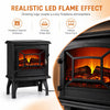 MEGAWISE Freestanding Electric Fireplace Stove Heater, 3D Realistic Flame Effect Space Heater with Overheat Safety Protection, for Indoor Home Bedroom Office Living Room, Black