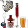 MEGAWISE Immersion Hand Blender, 800W 5-in-1 Stick Blender (Red)