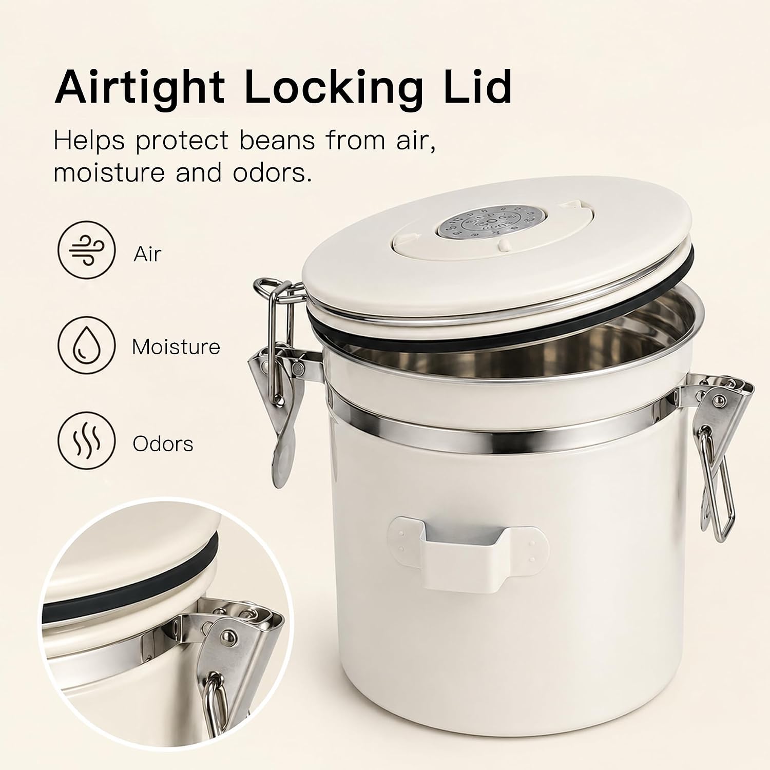 MEGAWISE 1.2L 304 Stainless Steel Coffee Canister with CO2 Valve