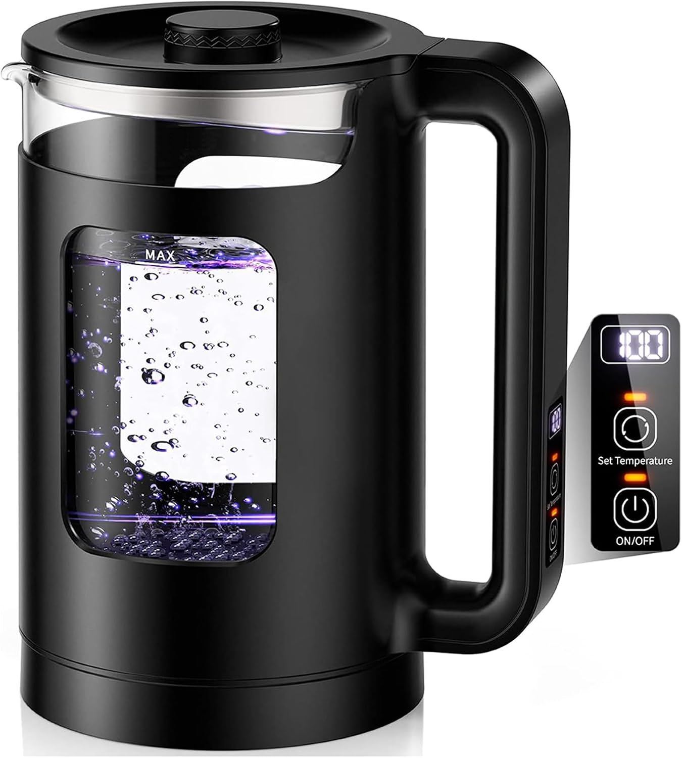 MEGAWISE Multi-Temperature Electric Kettle with Keep-Warm, Auto-Shutoff, and Digital Display, 1.5L BPA-Free Borosilicate Glass Kettle, Ideal for Brewing Tea, Coffee, and Oatmeal