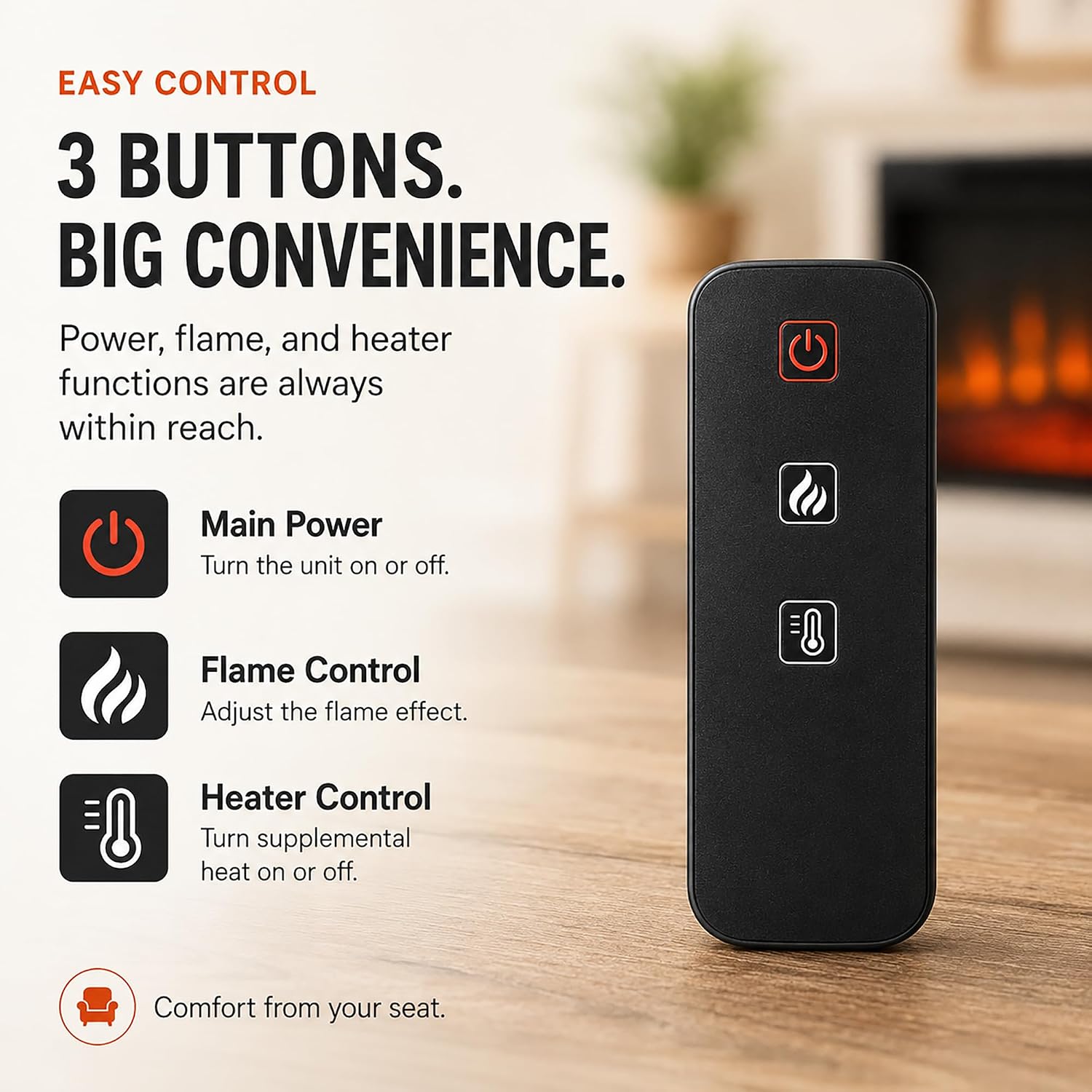 MEGAWISE 23-Inch Electric Fireplace Insert, 1400W Heater with Remote