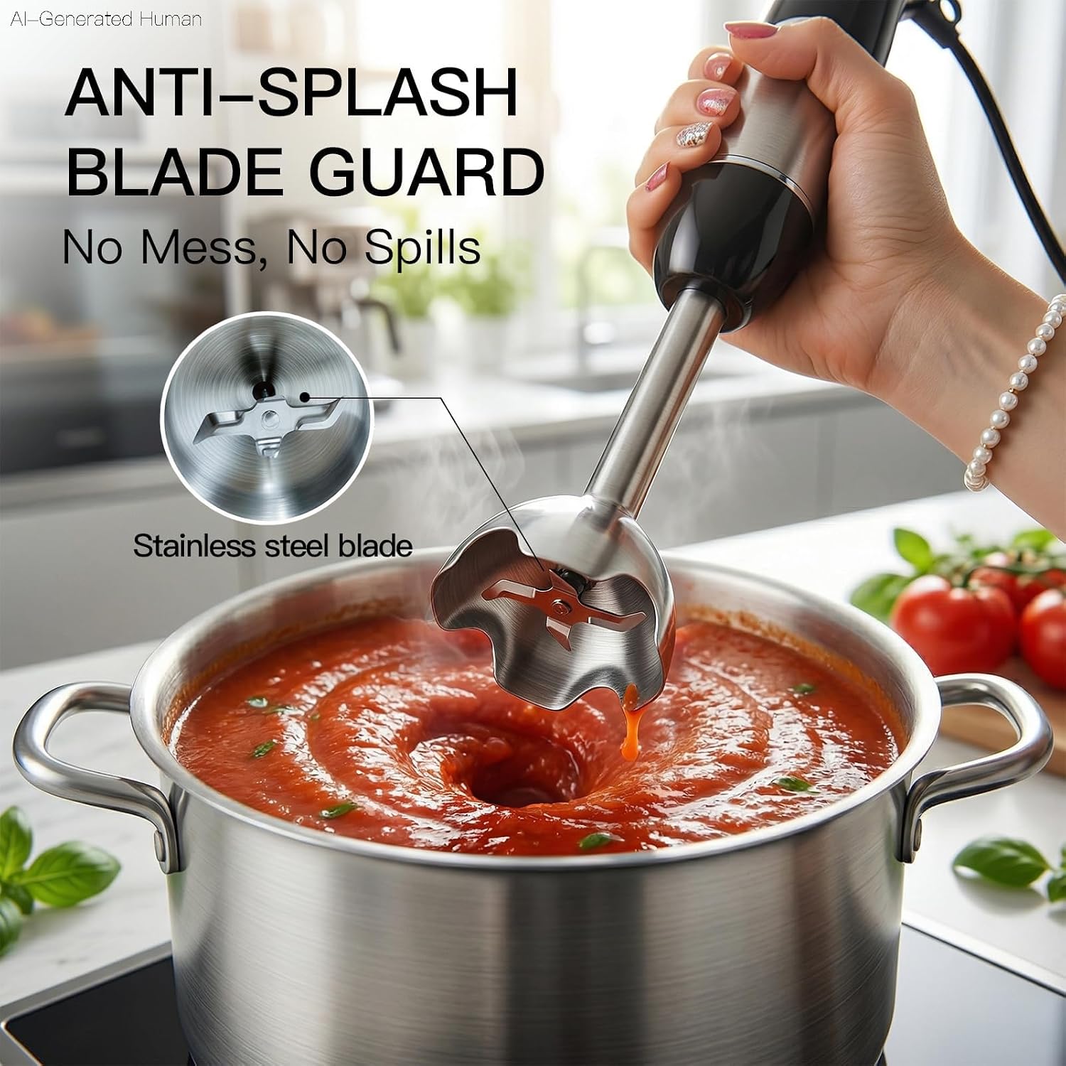MEGAWISE Immersion Hand Blender, 800W 5-in-1 Stick Blender (Black)