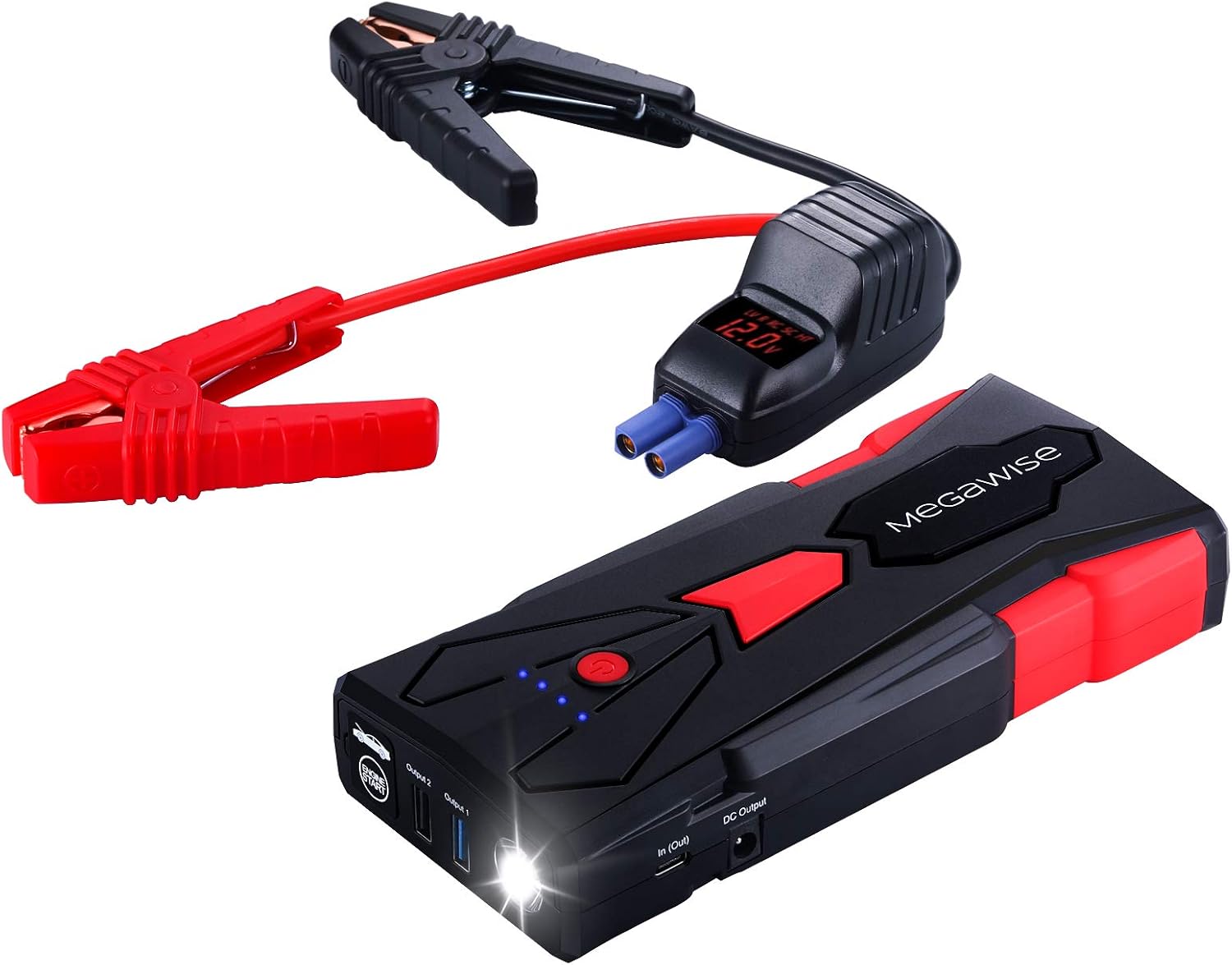 MEGAWISE 1500A 12V Car Jump Starter, 16800mAh, Up to 7L Gas/5L Diesel