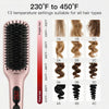 MEGAWISE Hair Straightener Brush, Ionic Ceramic Heated Hair Brush, Anti-Scald Hot Brush with Auto Shutoff, Dual Voltage, 360° Swivel Cord, for Frizzy Thick Medium Long Hair(Pink Gold)