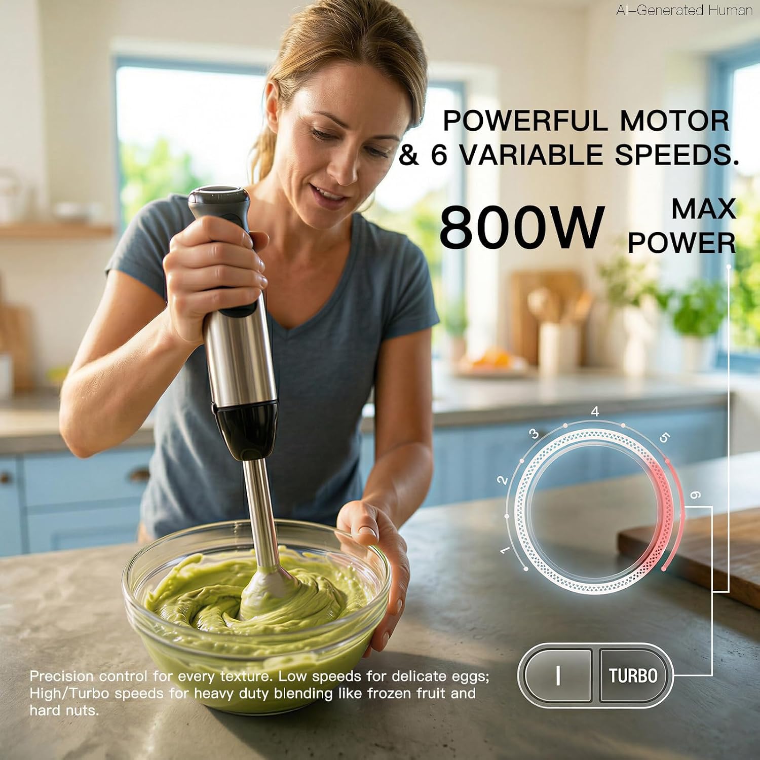 MEGAWISE Immersion Hand Blender, 800W Stick Blender with Whisk