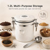MEGAWISE 1.2L 304 Stainless Steel Coffee Canister with CO2 Valve