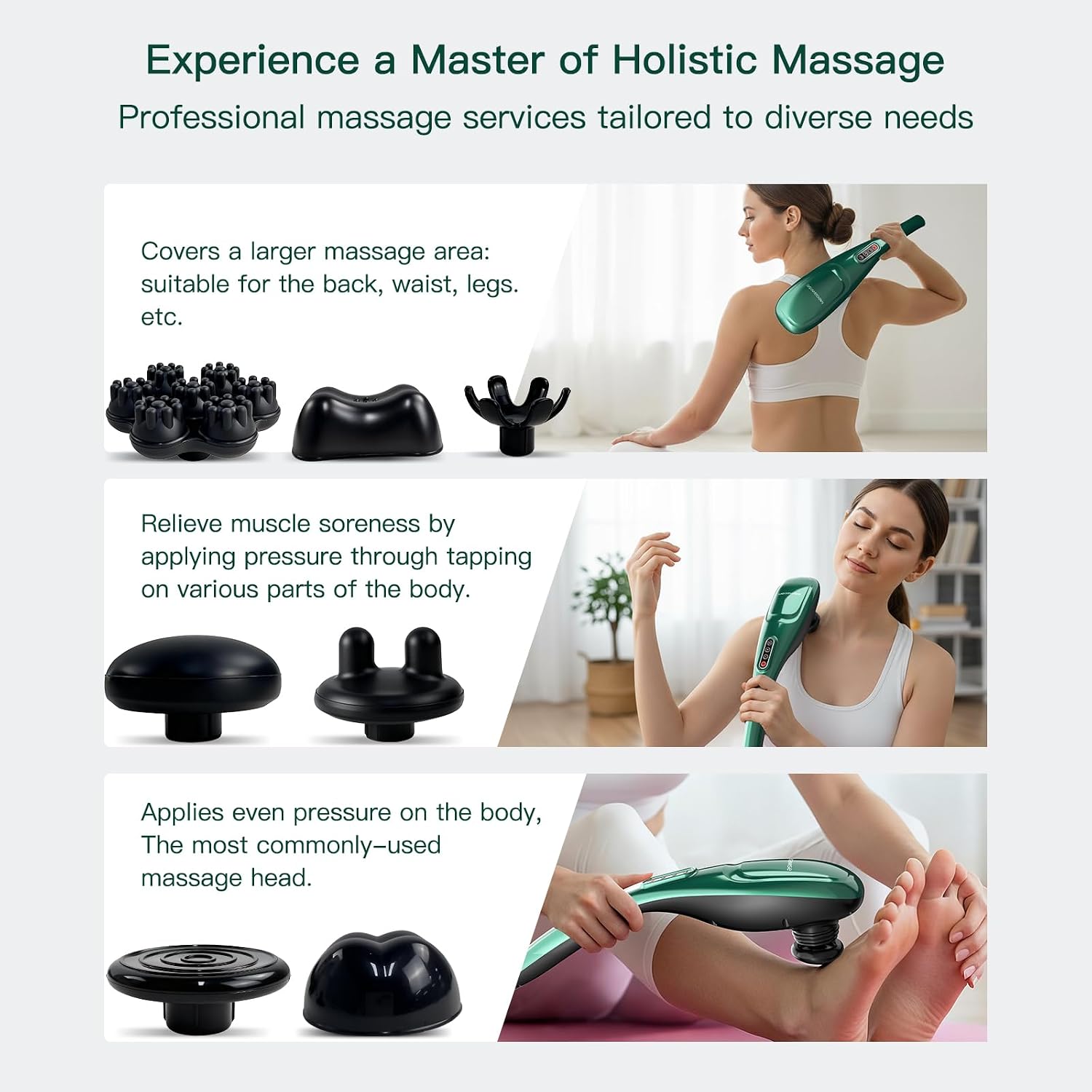 MEGAWISE Cordless Handheld Back Massager, 5 Speeds, Rechargeable