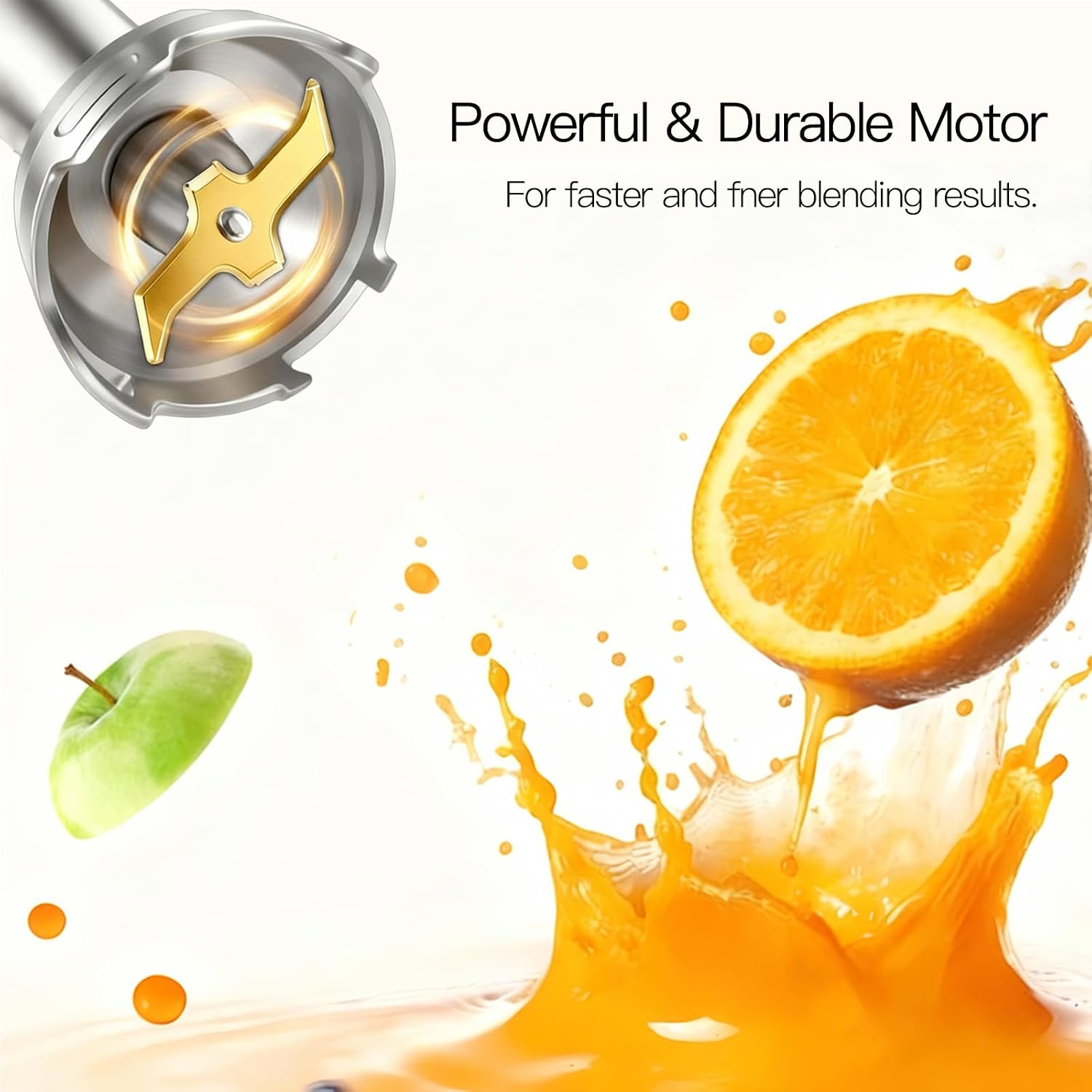 MegaWise 5-in-1 Hand Blender, Powerful Immersion Stick Blender with Titanium Reinforced Blades, 12-Speed Control, Includes Chopper, Beaker, Whisk & Frother for Smoothies & Baby Food