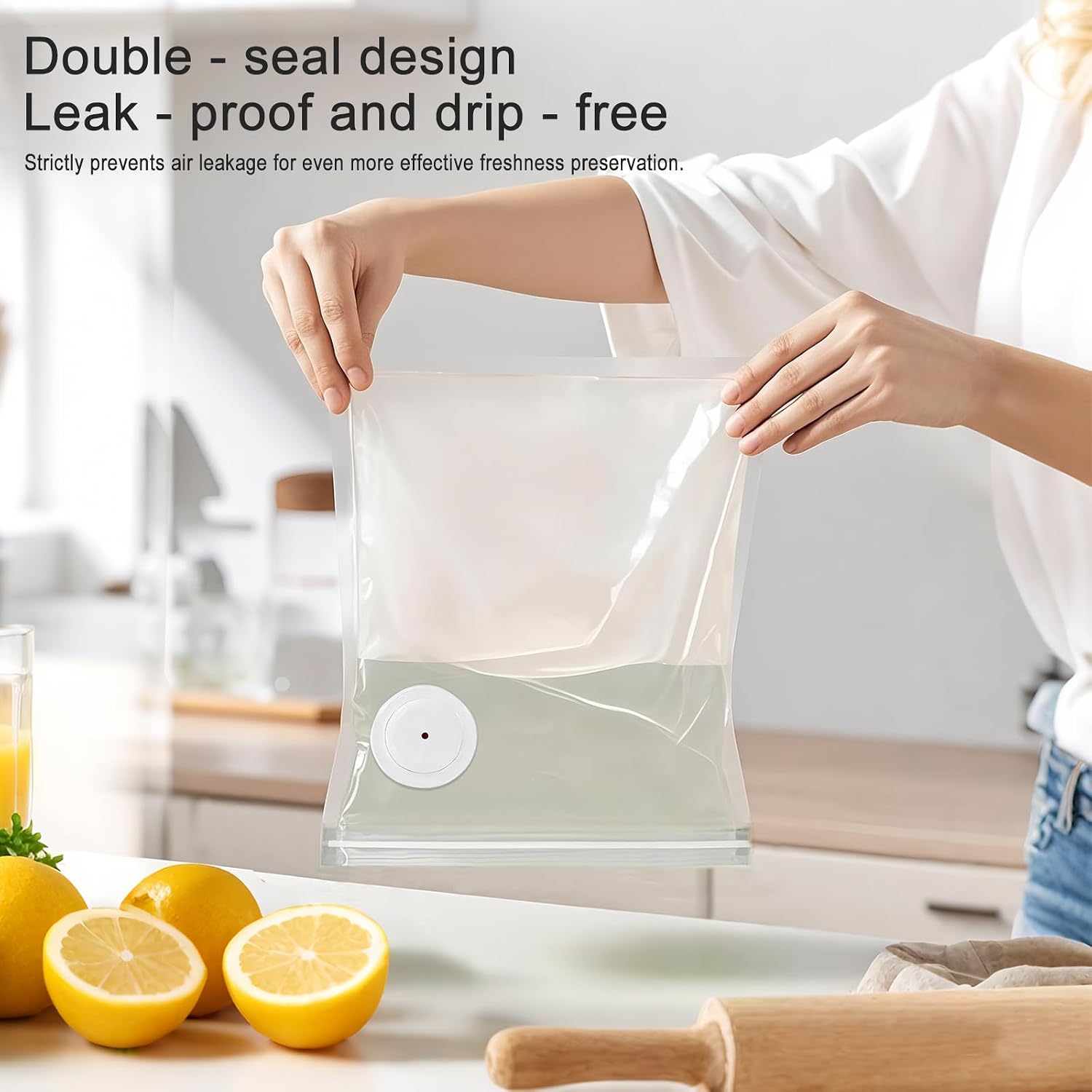 MEGAWISE Reusable Vacuum Zipper Bags, 8.5 x 8.5 in, 20 Pack, BPA-Free