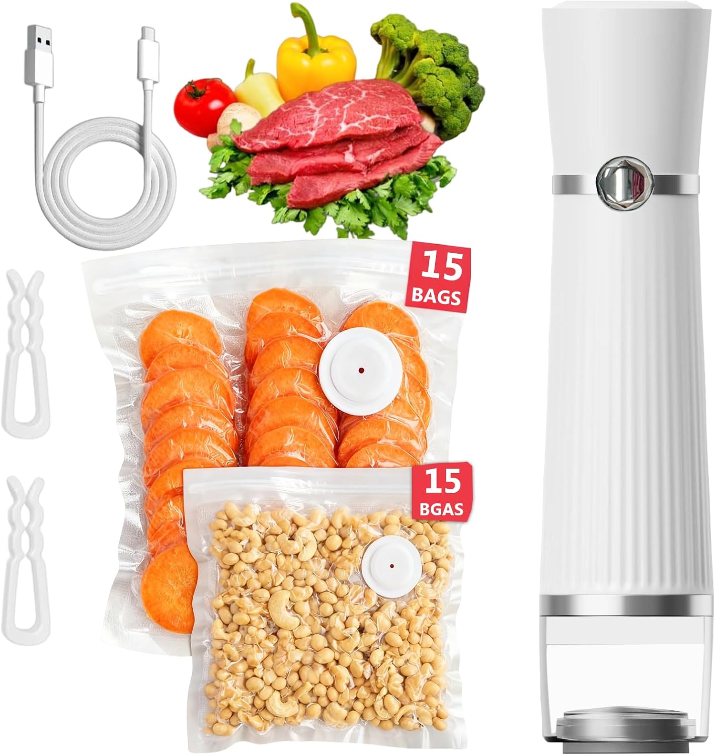 MEGAWISE Portable Vacuum Sealer, Handheld Food Sealer for Home & Travel