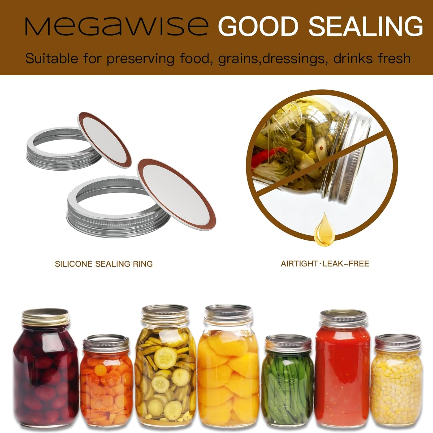 Mason Jar Lids (10Lids + 10Rings (Regular Mouth))
