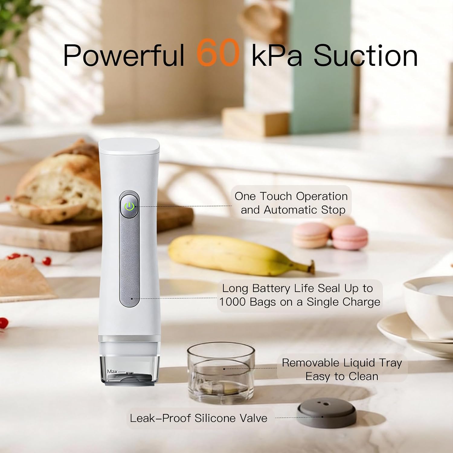 MegaWise Portable Vacuum Sealer for Food Storage, Handheld Vacuum Sealer Machine with 30 Reusable Bags, Compact & Powerful Food Saver for Home and Travel