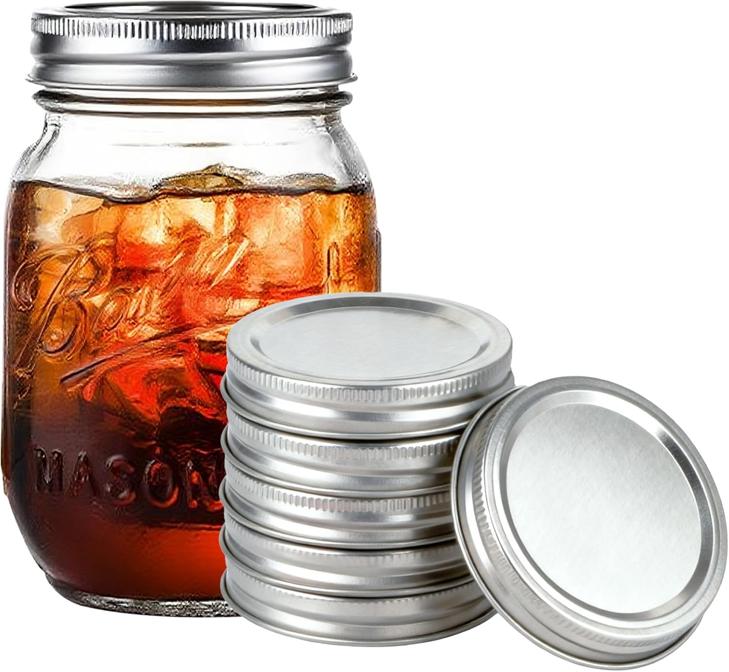 Mason Jar Lids (10Lids + 10Rings (Regular Mouth))