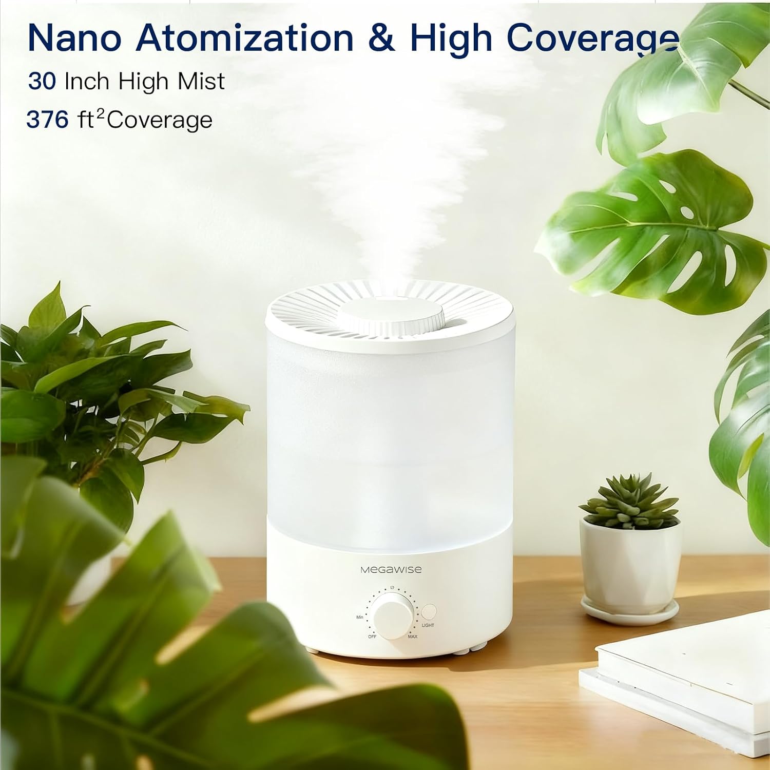 MEGAWISE 2 pack 3.5L Ultrasonic Cool Mist Humidifier – Top-Fill, Essential Oil Diffuser, Quiet Operation, Night Light, Auto Shut-Off for Home & Office (2)