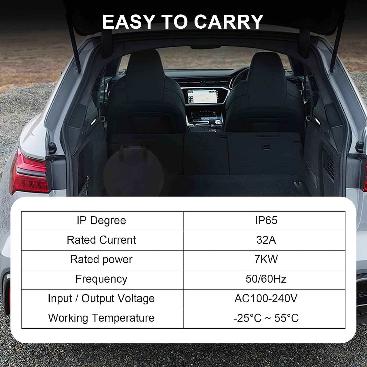 MEGAWISE EV Charger, 7kW 32A Portable EV Charging Station, IP65